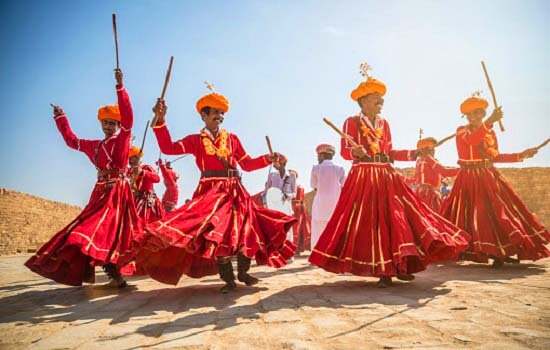 Traditional Gair Dance performance Rajasthan